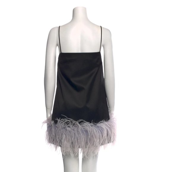 16ARLINGTON Black mini dress with feather trim - Picture 9 of 12